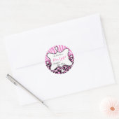 Princess Baby shower Meisje Roze Leopard Zebra Ronde Sticker (Envelop)