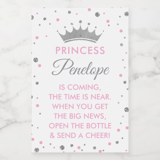 Princess Baby shower Mini Wijnflesetiketten Wijn Etiket (Enkel label)
