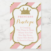 Princess Baby shower Mini Wijnflesetiketten Wijn Etiket (Enkel label)