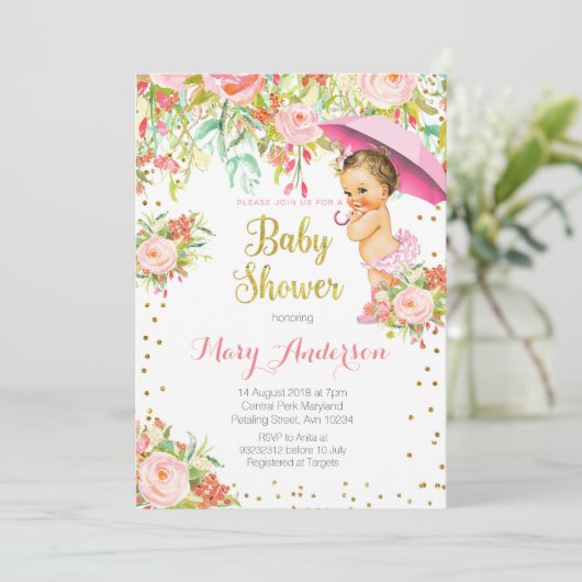 Princess Baby shower Nodig Meisje uit Kaart (Staand voorkant)