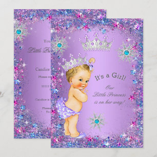 Princess Baby shower Paars Blauwgroen Blauw Roze B Kaart
