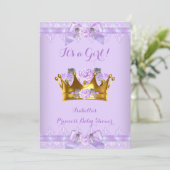 Princess Baby shower Paars Roos Lavender Lace Kaart (Staand voorkant)