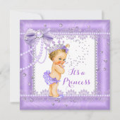 Princess Baby shower Paarse boeg Gem Blonde Kaart (Voorkant)