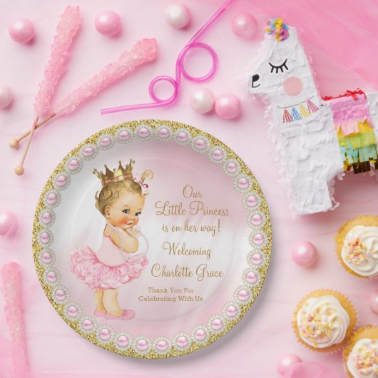 Princess Baby shower Paper Borden Papieren Bordje (Feest)