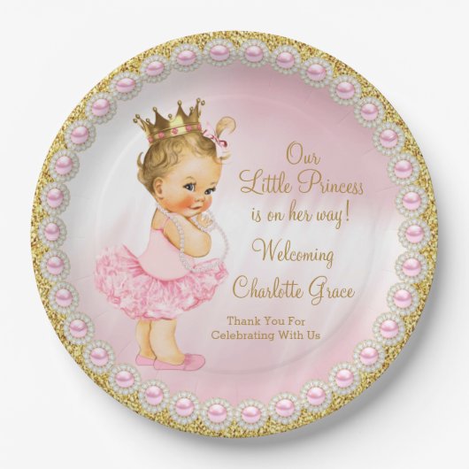 Princess Baby shower Paper Borden Papieren Bordje (Voorkant)