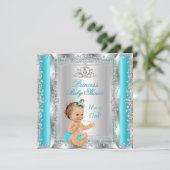 Princess Baby shower Party Blauwgroen Silver Brune Kaart (Staand voorkant)