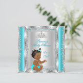 Princess Baby shower Party Blauwgroen Silver Ethni Kaart (Staand voorkant)
