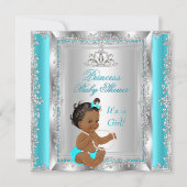 Princess Baby shower Party Blauwgroen Silver Ethni Kaart (Voorkant)