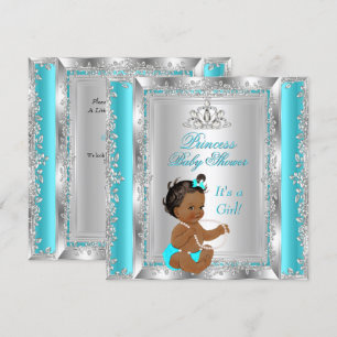 Princess Baby shower Party Blauwgroen Silver Ethni Kaart