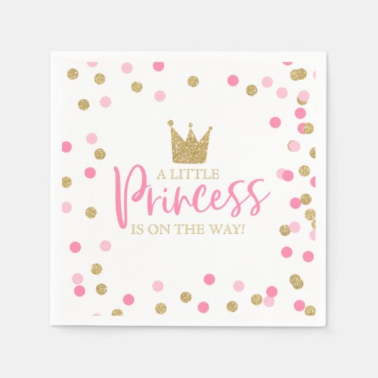 Princess Baby shower Party Napkin roze en goud Servet (Voorkant)