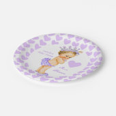 Princess Baby shower Party Paarse Hart Blonde Papieren Bordje (Gekanteld)