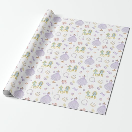 Princess Baby shower Pattern Cadeaupapier (Uitgerold)