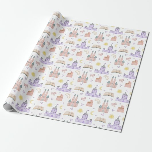 Princess Baby shower Pattern Cadeaupapier (Uitgerold)