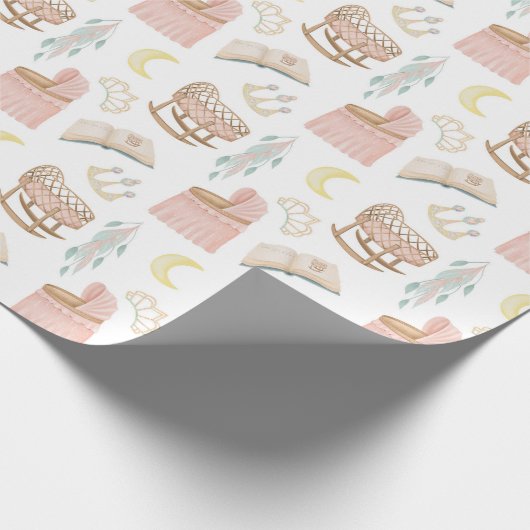 Princess Baby shower Pattern Cadeaupapier (Hoek)