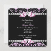 Princess Baby shower Pink Black Lace Diamond Kaart (Achterkant)