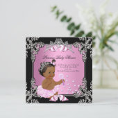 Princess Baby shower Pink Black Tutu Ethnic Kaart (Staand voorkant)