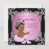 Princess Baby shower Pink Black Tutu Ethnic Kaart (Voorkant)