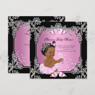 Princess Baby shower Pink Black Tutu Ethnic Kaart