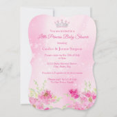 Princess Baby shower Pink floral Tutu Brunette Kaart (Achterkant)