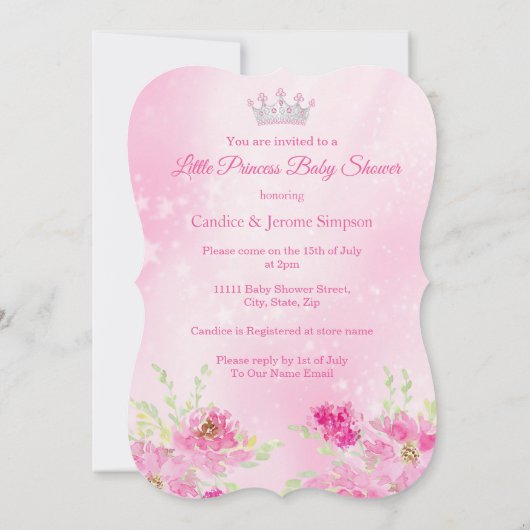 Princess Baby shower Pink floral Tutu etnic Kaart (Achterkant)