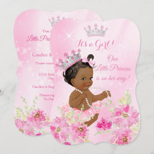 Princess Baby shower Pink floral Tutu etnic Kaart