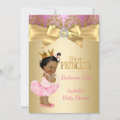 Princess Baby shower Pink Gold Ballerina Etnici Kaart (Voorkant)