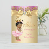 Princess Baby shower Pink Gold Ballerina Etnici Kaart (Staand voorkant)