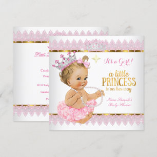 Princess Baby shower Pink Gold Blonde Girl Kaart