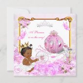 Princess Baby shower Pink Gold Carriage Ethnic Kaart (Voorkant)