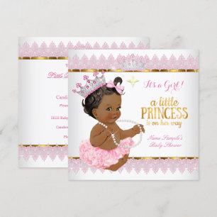Princess Baby shower Pink Gold Ethnic Girl Kaart