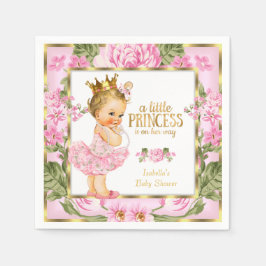 Princess Baby shower Pink Gold Roos Floral Blonde Servet