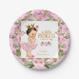 Princess Baby shower Pink Gold Roos Floral Papieren Bordje