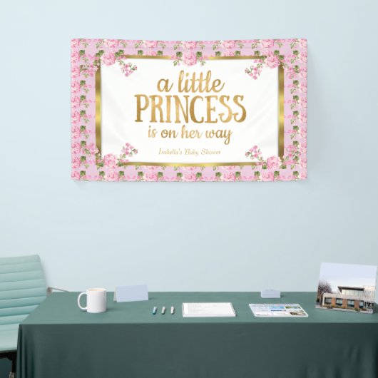 Princess Baby shower Pink Gold Roos Floral Spandoek (Beurs)