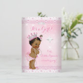 Princess Baby shower Pink Lace Tiara Ethnic Kaart (Staand voorkant)
