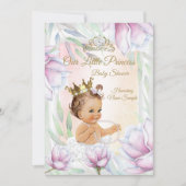 Princess Baby shower Pink Lila Floral Brunette Kaart (Voorkant)