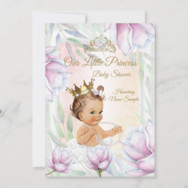 Princess Baby shower Pink Lila Floral Brunette Kaart