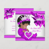 Princess Baby shower Pink Paars Tiara Ethnic Kaart (Voorkant / Achterkant)