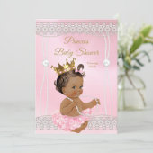 Princess Baby shower Pink-parelaas, brunette Kaart (Staand voorkant)