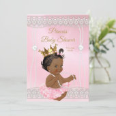 Princess Baby shower Pink pearl lace Etnic Kaart (Staand voorkant)