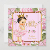 Princess Baby shower Pink Rose Floral Brunette Kaart (Voorkant)