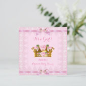Princess Baby shower Pink Rose Lace Bow Kaart (Staand voorkant)