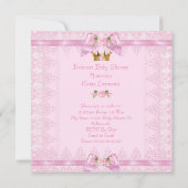 Princess Baby shower Pink Rose Lace Bow Kaart (Achterkant)