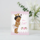 Princess Baby shower Pink Rose White Ethnic Kaart (Staand voorkant)