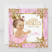 Princess Baby shower Pink Silk Floral Brunette Kaart (Voorkant)