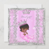 Princess Baby shower Pink Silver African American Kaart (Voorkant)