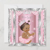 Princess Baby shower Pink Silver Ballerina Dark Kaart (Voorkant)