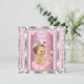 Princess Baby shower Pink Silver Ballerina Light Kaart (Staand voorkant)