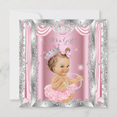 Princess Baby shower Pink Silver Ballerina Light Kaart (Voorkant)