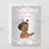 Princess Baby shower Pink Silver Winter Ethnic Kaart (Voorkant)