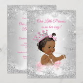 Princess Baby shower Pink Silver Winter Ethnic Kaart (Voorkant / Achterkant)